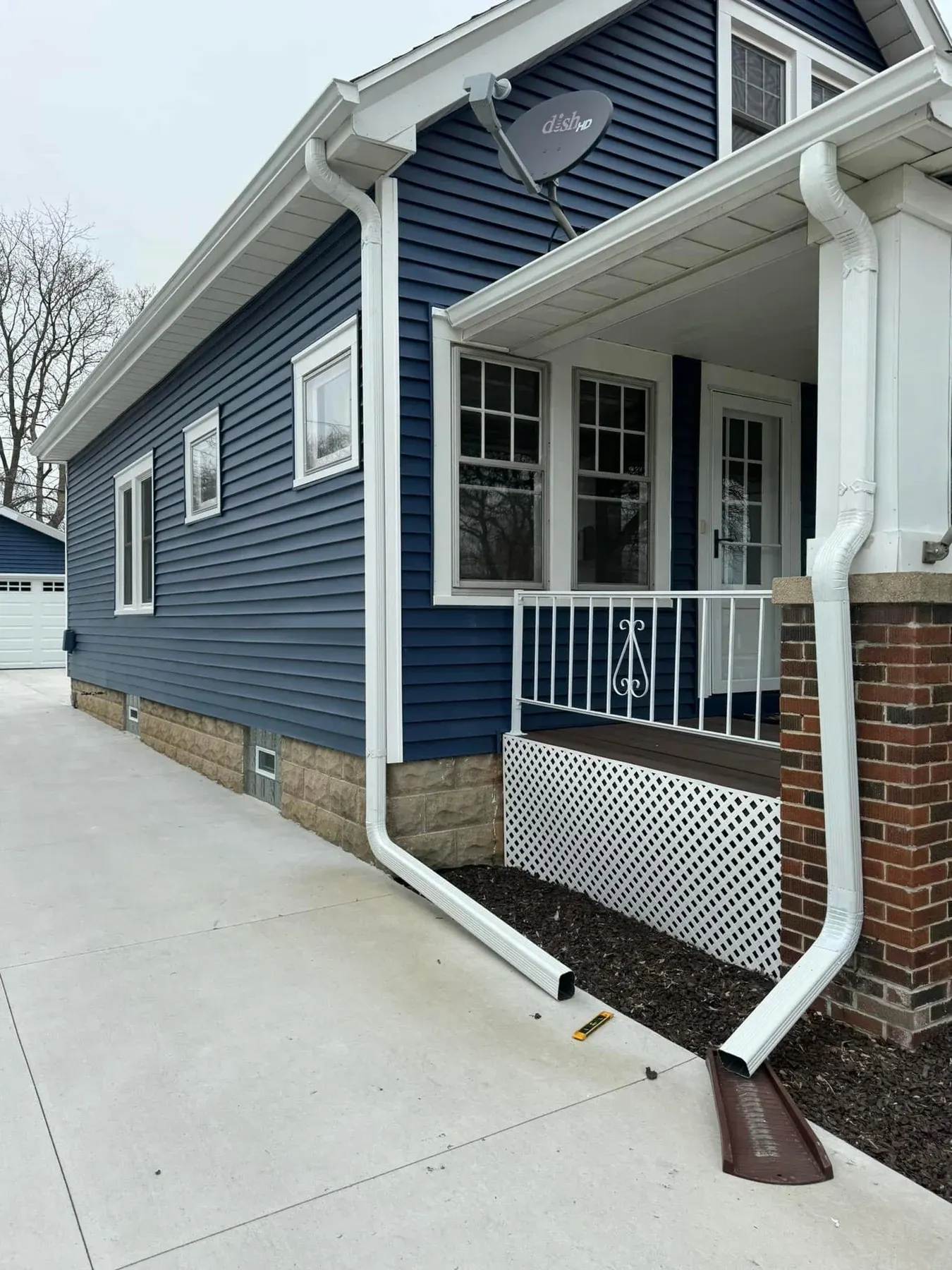 Blue siding on a home exterior