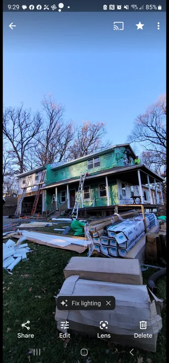 Exterior renovation progress photo