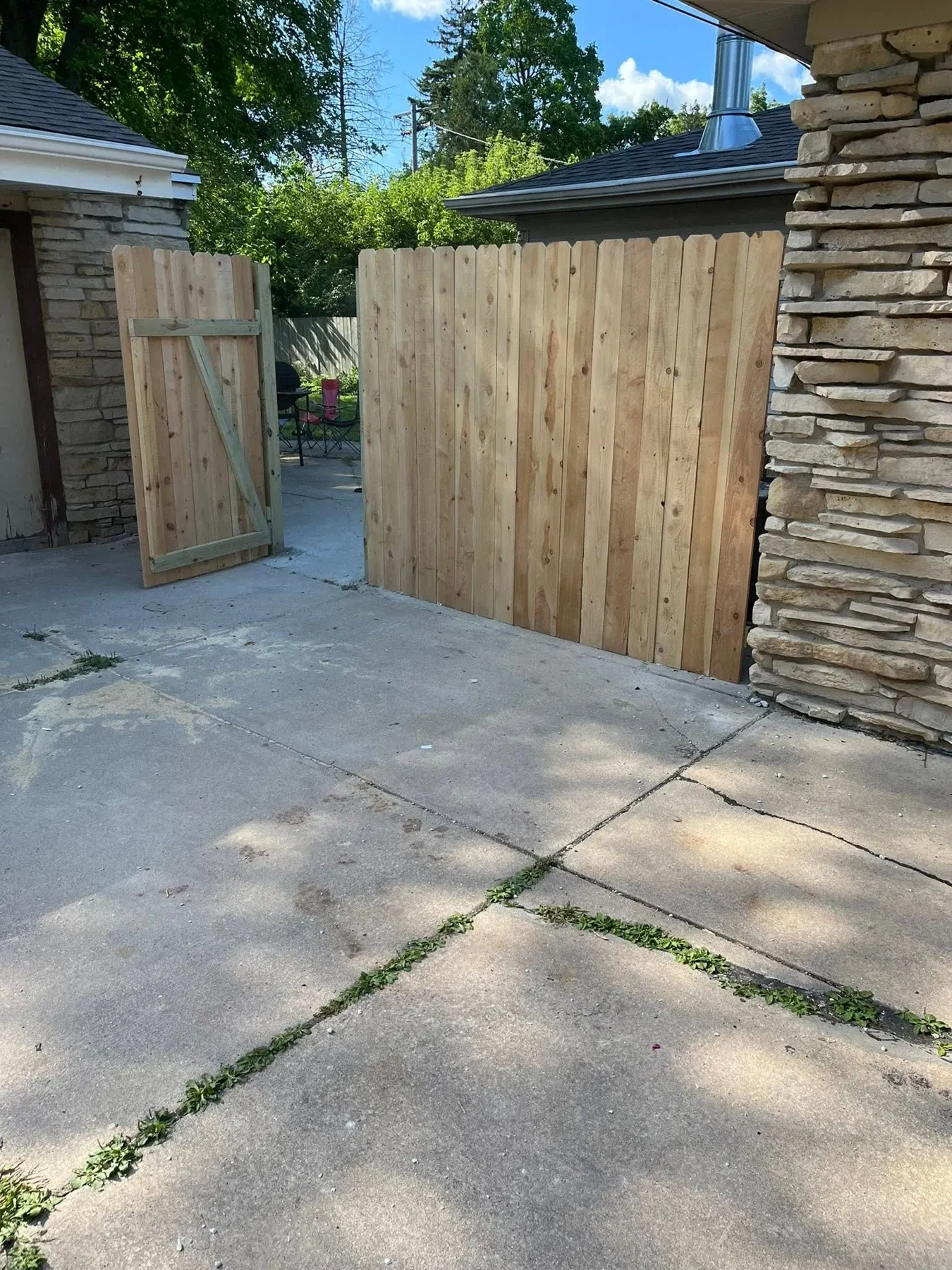 Wood gate installation