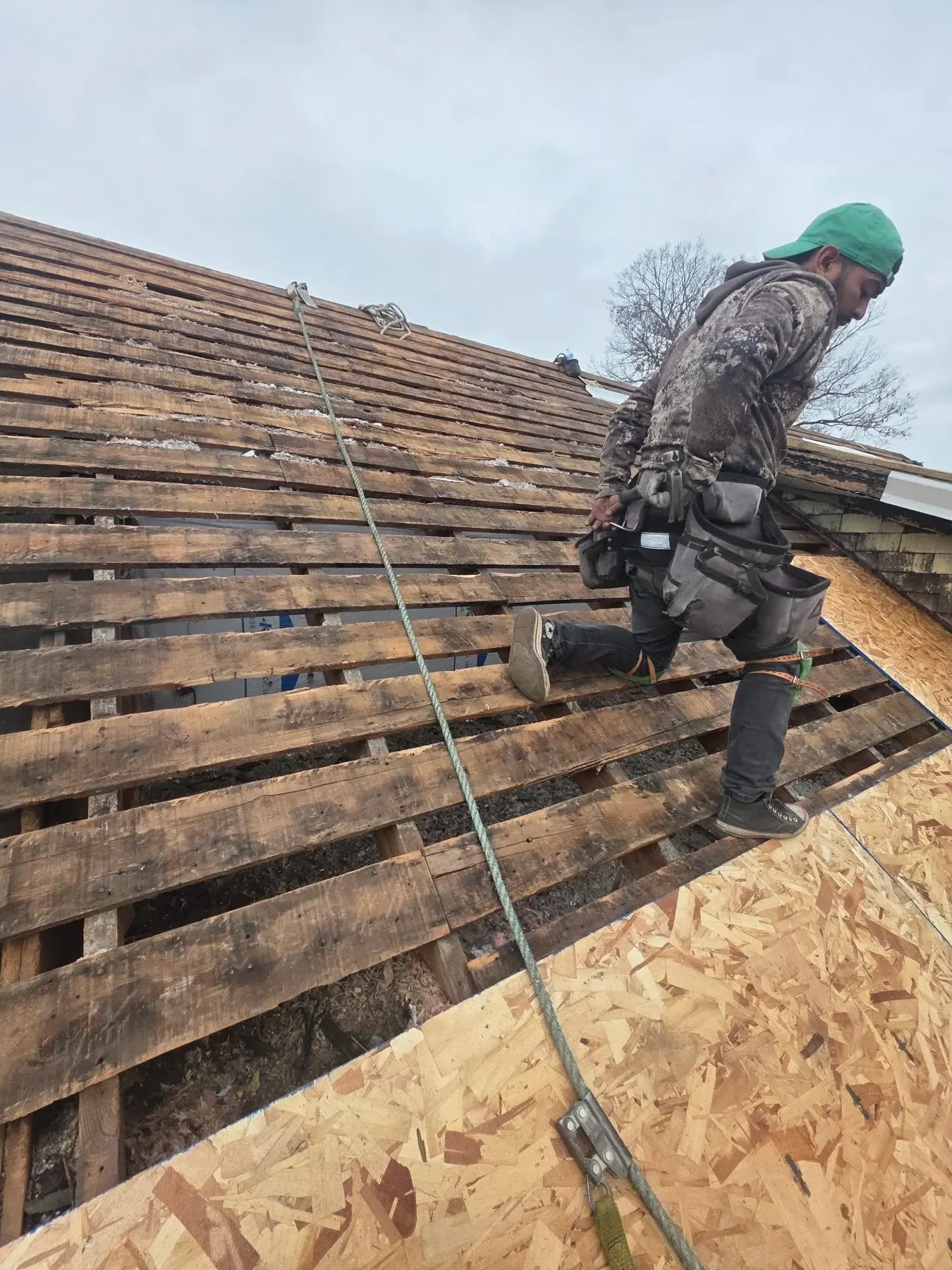 Construction work on a roof